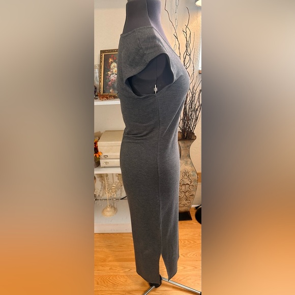 Garnet Hill Gray Maxi Cap Sleeve Column Dress Sz S Soft Luxury Capsule Wardrobe - Picture 3 of 10